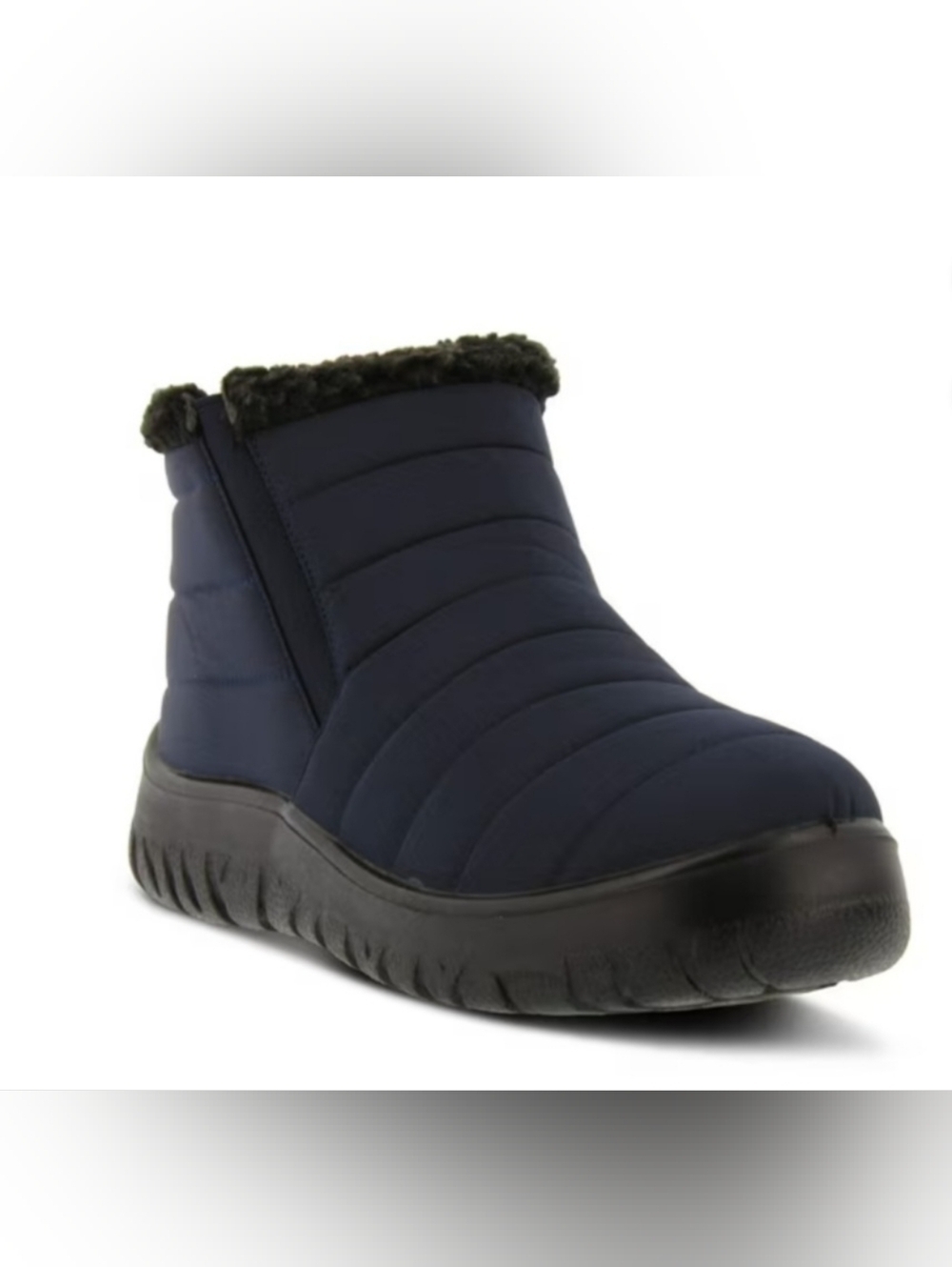 Flexus By Spring Step Melba Womens Size 5.5 Quilted Faux-Fur Ankle Boot in Navy